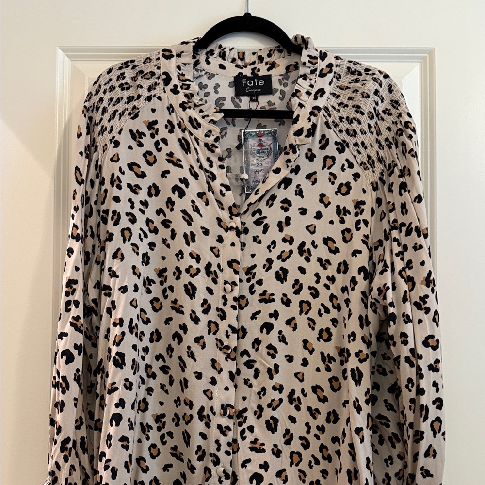 Fate Women's Animal Print Blouse - Cream and Black